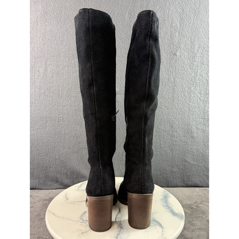 Vince Camuto Wendy Knee Boots Black Suede Leather Block Heel Pointed Toe Sz 9.5 - Picture 7 of 16